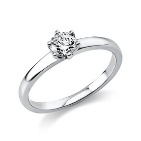 Solitär Ring Damenring 750 Gold Weißgold Diamant Brillant 0,40 Ct. 6er-Krappe