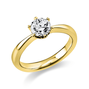 Solitär Ring Damenring 750 Gold Gelbgold Diamant Brillant 0,70 Ct. 6er-Krappe