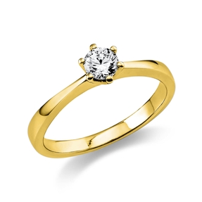 Solitär Ring Damenring 750 Gold Gelbgold Diamant Brillant 0,30 Ct. 6er-Krappe