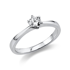 Solitär Ring Damenring 750 Gold Weißgold Diamant Brillant 0,30 Ct. 6er-Krappe