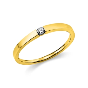 Solitär Ring Spannring aus 585 Gold Gelbgold mit Diamant Brillant 0,05 Ct.