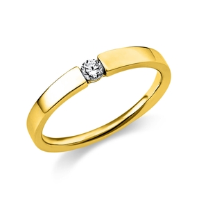 Solitär Ring Spannring aus 750 Gold Gelbgold mit Diamant Brillant 0,10 Ct.