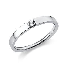 Solitär Ring Spannring aus 750 Gold Weißgold mit Diamant Brillant 0,10 Ct.