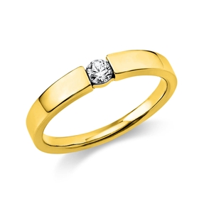 Solitär Ring Spannring aus 585 Gold Gelbgold mit Diamant Brillant 0,15 Ct.