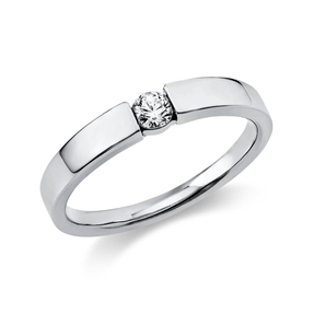 Solitär Ring Spannring aus 585 Gold Weißgold mit Diamant Brillant 0,15 Ct.