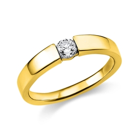 Solitär Ring Spannring aus 750 Gold Gelbgold mit Diamant Brillant 0,20 Ct.