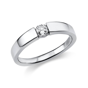 Solitär Ring Spannring aus 950 Platin mit Diamant Brillant 0,20 Ct.