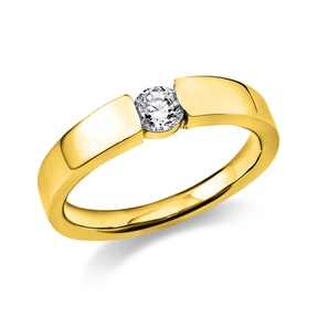 Solitär Ring Spannring aus 585 Gold Gelbgold mit Diamant Brillant 0,25 Ct.