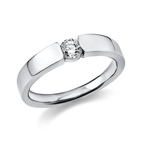 Solitär Ring Spannring aus 585 Gold Weißgold mit Diamant Brillant 0,25 Ct.