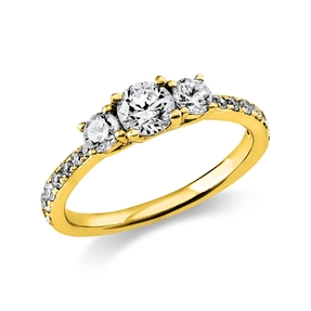 Ring aus 585 Gold Gelbgold mit 17 Diamanten Brillanten 0,94 Ct. 4er-Krappe