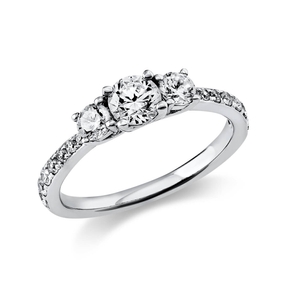 Ring Damenring aus 950 Platin mit 17 Diamanten Brillanten 0,94 Ct. 4er-Krappe