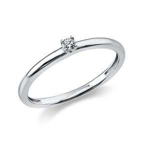 Solitär Ring Damenring 585 Gold Weißgold mit Diamant Brillant 0,05 Ct 4er-Krappe