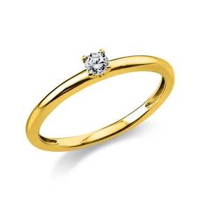 Solitär Ring Damenring 750 Gold Gelbgold Diamant Brillant 0,10 Ct. 4er-Krappe