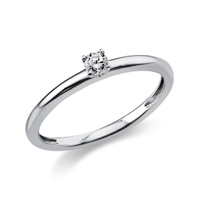 Solitär Ring Damenring 750 Gold Weißgold Diamant Brillant 0,10 Ct. 4er-Krappe