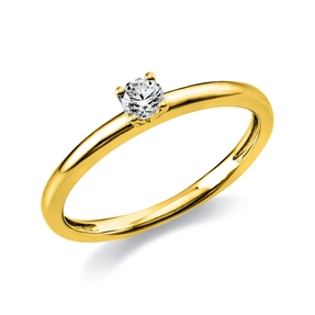Solitär Ring Damenring 585 Gold Gelbgold mit Diamant Brillant 0,15 Ct 4er-Krappe