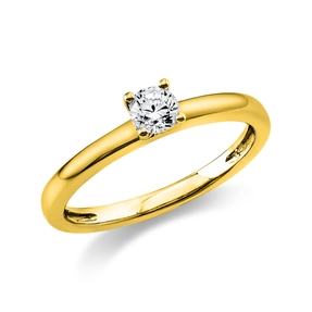 Solitär Ring Damenring 585 Gold Gelbgold mit Diamant Brillant 0,25 Ct 4er-Krappe
