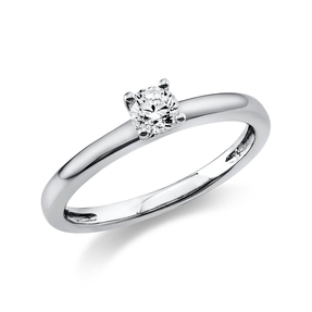 Solitär Ring Damenring 750 Gold Weißgold mit Diamant Brillant 0,25 Ct 4er-Krappe