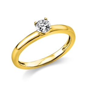Solitär Ring Damenring 750 Gold Gelbgold Diamant Brillant 0,30 Ct. 4er-Krappe