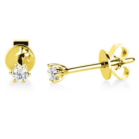 Ohrstecker 750 Gold Gelbgold 2 Diamanten Brillanten 0,10 Ct. 6er-Krappe B: 2,3mm