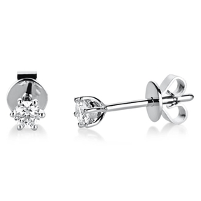 Ohrstecker 750 Gold Weißgold 2 Diamanten Brillanten 0,20 Ct. 6er-Krappe Ø3,5mm