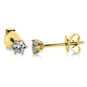 Ohrstecker aus 750 Gold Gelbgold mit 2 Diamanten Brillanten 0,30 Ct. 6er-Krappe