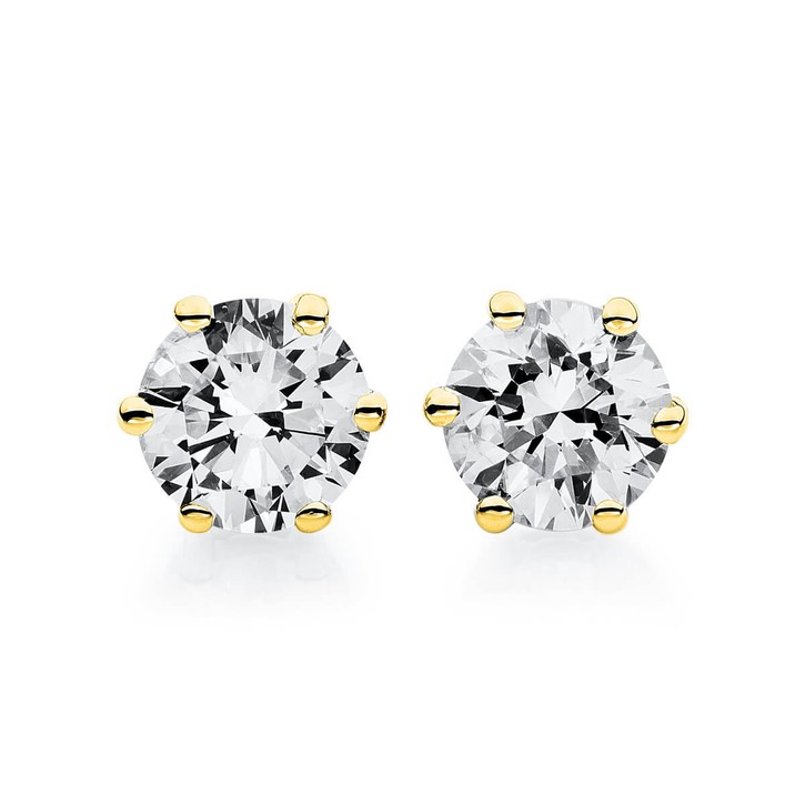 Paar solitär Ohrstecker aus 585 Gelbgold mit 2 Brillanten 0.50 Ct