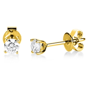 Ohrstecker 750 Gold Gelbgold 2 Diamanten Brillanten 0,10 Ct. 4er-Krappe Ø2,3mm