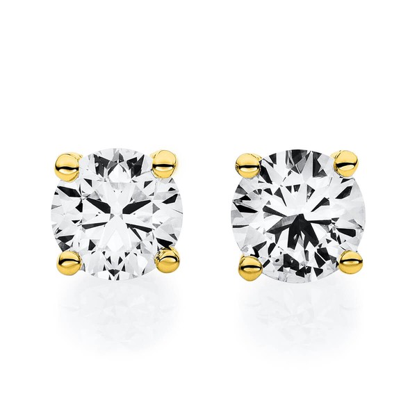 Paar solitär Ohrstecker aus 585 Gelbgold mit 2 Brillanten 0.30 Ct