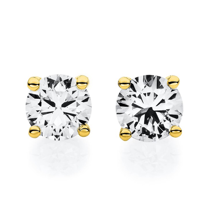 Paar solitär Ohrstecker aus 750 Gelbgold mit 2 Brillanten 0.30 Ct