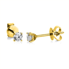 Ohrstecker aus 750 Gold Gelbgold mit 2 Diamanten Brillanten 0,30 Ct. 4er-Krappe