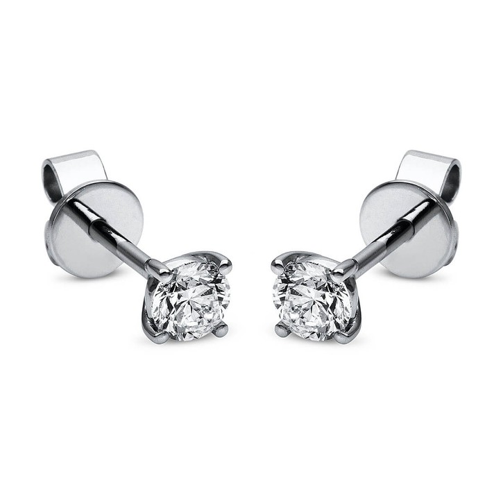 Paar solitär Ohrstecker aus 585 Weißgold mit 2 Brillanten 0.40 Ct