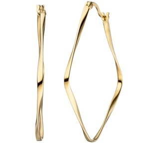 Creolen Ohrringe Rhombus Ohrschmuck eckig aus 925 Silber Gelbgold vergoldet