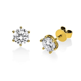 Ohrstecker aus 750 Gold Gelbgold mit 2 Diamanten Brillanten 2,00 Ct. 6er-Krappe Ohrstecker aus 750 Gold Gelbgold mit 2 Diamanten Brillanten 2,00 Ct. 6er-Krappe