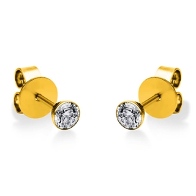 Ohrstecker 585 Gold Gelbgold 2 Diamanten Brillanten 0,30 Ct. Zarge Ø3,6mm