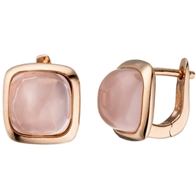 Creolen Ohrringe Ohrschmuck rosa Glassteine 925 Silber in Rotgold vergoldet Creolen Ohrringe Ohrschmuck rosa Glassteine 925 Silber in Rotgold vergoldet