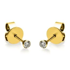 Ohrstecker 750 Gold Gelbgold 2 Diamanten Brillanten 0,10 Ct. Zarge Ø2,5mm