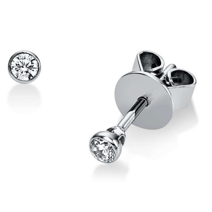 Paar solitär Ohrstecker aus 750 Weißgold mit 2 Brillanten 0.10 Ct Zarge