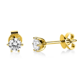 Ohrstecker aus 750 Gold Gelbgold mit 2 Diamanten Brillanten 0,80 Ct. 6er-Krappe
