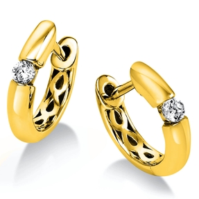 Paar Creolen aus 750 Gold Gelbgold mit 2 Diamanten Brillanten 0,10 Ct. Paar Creolen aus 750 Gold Gelbgold mit 2 Diamanten Brillanten 0,10 Ct.