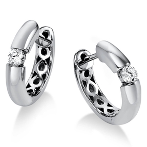 Paar Creolen Ohrringe aus 585 Gold Weißgold mit 2 Diamanten Brillanten 0,20 Ct. Paar Creolen Ohrringe aus 585 Gold Weißgold mit 2 Diamanten Brillanten 0,20 Ct.