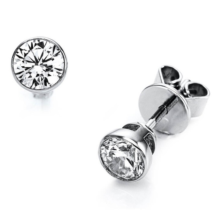 Paar solitär Ohrstecker aus 585 Weißgold mit 2 Brillanten 0.80 Ct Zarge