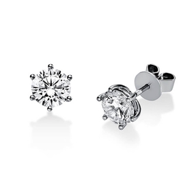Ohrstecker aus 750 Gold Weißgold mit 2 Diamanten Brillanten 1,40 Ct. 6er-Krappe Ohrstecker aus 750 Gold Weißgold mit 2 Diamanten Brillanten 1,40 Ct. 6er-Krappe