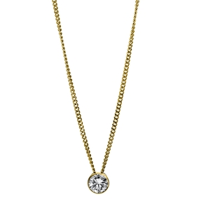 Solitär Collier Kette aus 750 Gold Gelbgold mit Brillant 0,20 Ct. Zarge L: 43cm