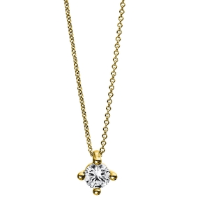 Solitär Collier Kette 585 Gold Gelbgold Brillant 0,25 Ct. L: 42cm, Ø5,9mm