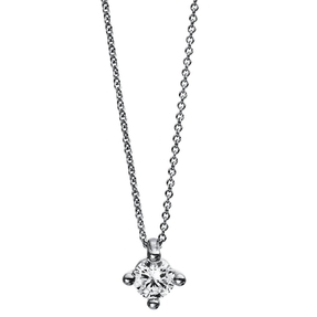 Solitär Collier Kette 585 Gold Weißgold Brillant 0,25 Ct. L: 42cm, Ø5,9mm