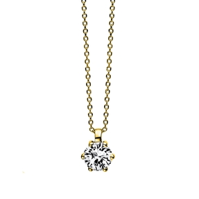 Solitär Collier Kette 585 Gold Gelbgold Brillant 0,25 Ct. L: 42cm, S: 0,7mm