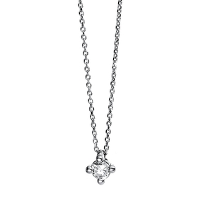 Solitär Collier Kette 585 Weißgold Brillant 0,07 Ct. L: 42cm, B: 3,3mm, H: 4,2mm