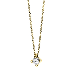 Solitär Collier Kette 585 Gold Gelbgold Brillant 0,10 Ct. L: 42cm, Ø3,6mm