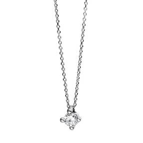 Solitär Collier Kette 750 Gold Weißgold Brillant 0,10 Ct. L: 42cm, Ø3,6mm