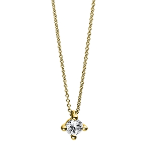 Solitär Collier Kette 585 Gold Gelbgold Brillant 0,15 Ct. L: 42cm, Ø5,2mm